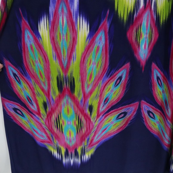 Chico's Maxi Dress Womens XL Blue Boho Vibrant Resortwear Eclectic Bold Artistic - Picture 8 of 16